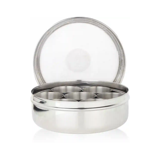 Boîte porte-épices en acier inoxydable Couvercle rond en acrylique Fabricant direct Boîtes à épices en acier Produit de haute qualité - Product Image 1