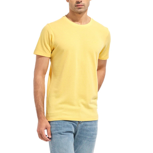 Couleur jaune coton uni teint hommes t-shirts haute qualité logo personnalisé 220gsm hommes t-shirt Offre Spéciale style décontracté hommes t-shirts - Product Image 1