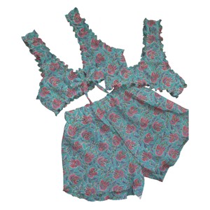 Ensemble de lingerie trois pièces, soutien-gorge, culotte et short, nuisette sexy et vêtements de nuit, 100% coton pur, imprimé, soutien-gorge, culotte et short - Product Image 6