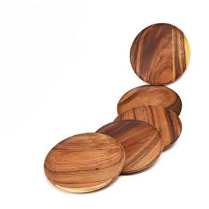 Plateau de service rond en bois pour thé, collations et café, plateau élégant fait main pour table à manger de cuisine et affichage décoratif pour la maison - Product Image 2