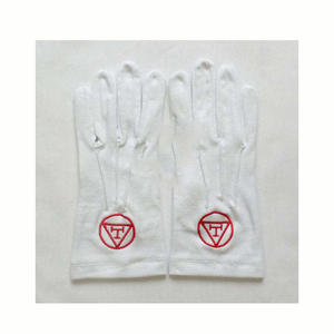 Etiqueta privada Caballeros Templarios Regalia Guantes Diseños personalizados Bordado a máquina Guantes masónicos de cuero - Product Image 2