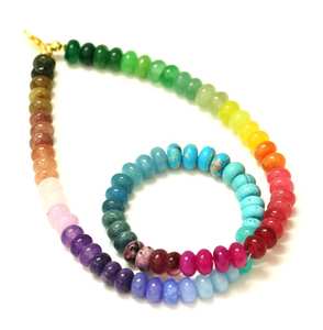 Top qualité coloré Quartz Rondelle perlée tour de cou collier de pierres précieuses 7-8mm perles de Quartz en vrac collier Fine mode bijoux en vrac - Product Image 1