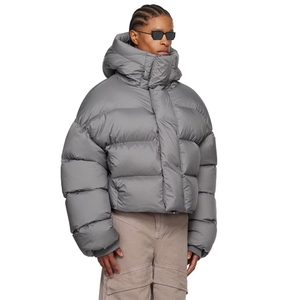 Puffy Breeze Veste matelassée courte matelassée de haute qualité Baggy Veste en duvet à capuche surdimensionnée pour hommes - Product Image 6