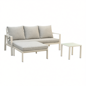 Ensemble de meubles de patio d'extérieur KORA 3 places, blanc gris, aluminium, polyester, BHR 10010, 3 Amicasa - Product Image 2