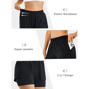 Short d'entraînement de gym pour femmes 2 en 1 design respirant vêtements de fitness et de course d'été avec service personnalisé OEM et support de marque privée - Product Image 2