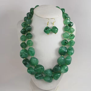 Collar de cuentas de resina de Color verde de alta calidad para fiestas de boda compromiso fiestas de Navidad y ropa de oficina - Product Image 1