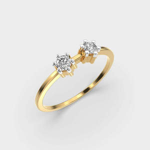 Bague double pierre en diamant de laboratoire de taille ronde de 1.00 carats pour les mariages de fiançailles Bague pour femme en or jaune 14 carats - Product Image 4