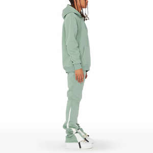 100% coton hommes survêtements d'hiver Pakistan Logo imprimé personnalisé ensembles empilés avec deux pièces pantalons évasés et survêtements - Product Image 3