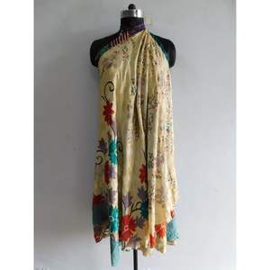 Sari en soie imprimé floral fait à la main jupe longue Vintage 2 couches Magic Wrap réversible femmes robe jupe d'été colorée - Product Image 4