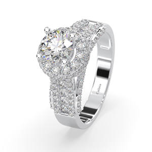 Bague de fiançailles pour femme de style classique avec pierres en argent 925 et zircone cubique plaqué rhodium coupe brillante fabriquée au Vietnam - Product Image 1