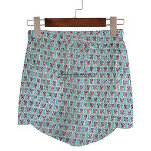 New Sanganeri Block Printed Cotton Wrap Shorts <b>Women's</b> Summer Loungewear Cotton Block Print Wrap Shorts Beach Girls Collection - Product Image 4