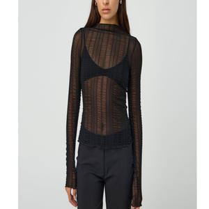 Top da donna Slim Fit primavera estate in Chiffon manica lunga con tinta unita stile europeo americano per il commercio estero - Product Image 5