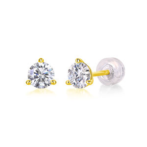 Unisex 14K Solid <b>Gold</b> Solitaire Stud <b>Earrings</b> Brilliant Cut Diamond Studs <b>Gold</b> <b>Plated</b> Cute Party - Product Image 6