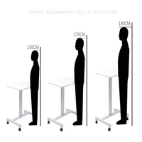 Table mobile à une seule colonne, réglable en hauteur électriquement, avec vérin pneumatique, bureau debout mobile avec roulettes, table de bureau