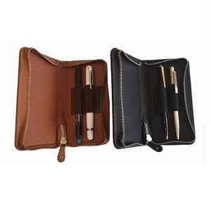 Estuche para lápices de cuero PU negro y marrón hecho a mano Estuche para lápices personalizable especial - Product Image 2