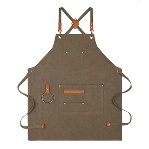 Tablier de salon de coiffure en toile imperméable avec logo personnalisé pour le travail en cuisine et au restaurant, à porter autour du cou et à la taille - Product Image 1