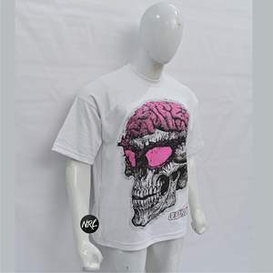 100% coton surdimensionné O-cou T-Shirt personnalisé conçu hommes Streetwear respirant sérigraphie tissu personnalisé - Product Image 5