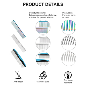 2 in 1 Stainless Steel Dog & Cat Combs with Rounded Ends <b>Simple</b> Style Pet Grooming Tools for Matting & Grooming - Product Image 3
