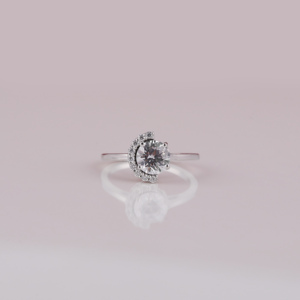 Bague de fiançailles en diamant taillé brillant rond de laboratoire classique 14KT or massif son cadeau - Product Image 1