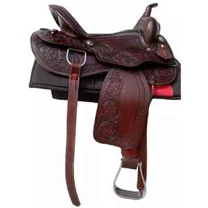 Selle de cheval en cuir véritable de concepteur fait à la main | Selle de course anglaise occidentale en cuir durable et confortable pour l'équitation - Product Image 1