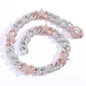 Collar de eslabones cubanos de moissanita VVS personalizado, colección de regalos de boda de lujo chapados en oro rosa de 14 quilates y plata 925 para mujer - Product Image 2