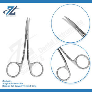Surgical Scissors Iris Regular Cut Curved 115mm F-Line Manual Stainless Steel High Performance A+ Grade Professional - Product Image 3