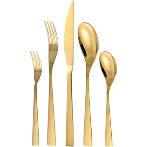 Modern Design <b>Mirror</b> Polished Gold Plated Stainless Steel Cutlery Set Mirrored Stainless Material Durable for Daily Dining - Product Image 1