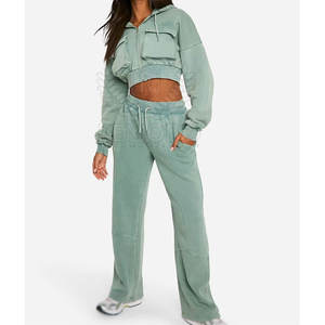 Precio de fábrica, chándal de lavado ácido, venta al por mayor, ropa de calle, chándal de lavado ácido para mujer - Product Image 3