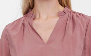 Impresionante Blusa de Manga Larga con Cuello en V, Mangas Abullonadas, Volantes en el Cuello y Dobladillo Curvo - Product Image 3