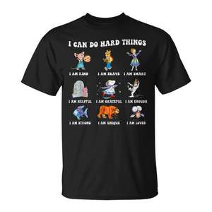 Camiseta de Regreso a Clases con la Frase 'Characters I Can Do Hard Things' - Cita de Libro - Artículo Promocional - Product Image 1