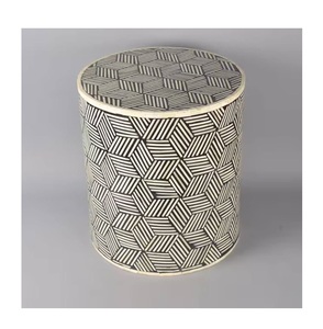 Taburete de Incrustaciones de Hueso Antiguo, Taburete de Muebles de Incrustaciones de Hueso Más Vendido, Calidad India, Nuevo Diseño de Alta Demanda, Taburete Redondo de Incrustaciones de Hueso - Product Image 1