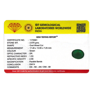 พลอยออนิกซ์สีเขียวทรงรีเจียระไน (12.85 กะรัต) สำหรับทำเครื่องประดับ DIY ขนาด 10 มม. - Product Image 4