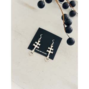 Pendientes Colgantes de Plata de Ley Hechos a Mano Estilo Navajo, con Forma de Cruz, Modernos y Elegantes, con Perlas, Diamantes y Rubíes, Ideales para Bodas y Fiestas - Product Image 3