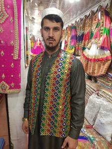 Chaleco Tradicional Afgano Étnico Hecho a Mano para Hombre, Estilo Vintage, sin Mangas, Bordado, Ecológico, Transpirable, 100% - Product Image 3