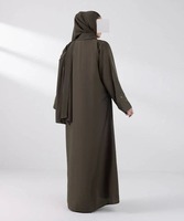 Robe longue unie de style turc de luxe en polyester respirant, extensible dans quatre directions, légère, infroissable, à col en V et manches longues, pour femme musulmane