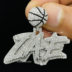 Colgante de Letra Personalizado Unisex de Oro 10K con Diamantes Cultivados en Laboratorio, Corte Brillante, Estilo Hip Hop, Baño de Rodio/Oro, para Uso Diario - Product Image 2