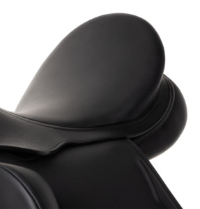 Selle de dressage en cuir noir pour l'équitation, siège profond, panneaux remplis de laine, rouleaux hauts pour les genoux, excellente pour l'équitation - Product Image 4