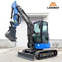 LOGWAY Euro V Mini Excavator untuk Penggalian Parit Drainase Kebun dengan Mesin 3TNV88F Kontrol Pilot Pro Mini Excavator Kompak