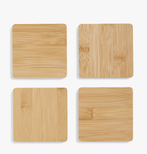 Lot de 4 sous-verres carrés en bambou avec tampons antidérapants en bois naturel pour boissons chaudes et froides du Vietnam - Product Image 4