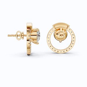 Round Cut Lab Grown Diamond <b>Halo</b> Stud <b>Earrings</b> 14K Solid Gold Fine Jewelry Wedding Party Bridal Gift for Lovers - Product Image 3