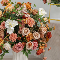 Décoration de mariage de luxe, centre de table floral, rose artificielle en soie, couleur champagne, corail, rose blush, couleurs d'automne, centre de table fleuri
