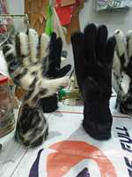 Mitaines de cyclisme personnalisées en cuir de vachette noir avec fourrure de lapin, écran tactile thermique, gants chauds pour femmes et filles, sports de plein air