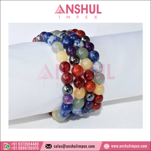 Premium Quality Wholesale Fashion Jewelry 8mm Round <b>Gemstone</b> Beaded 7 Chakra Crystal <b>Bracelet</b> from Indian Supplier - Product Image 5