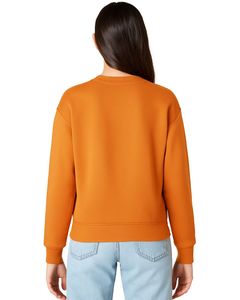 Sudadera de cuello redondo para mujer en tejido polar naranja liso, impresión de logotipo personalizado OEM, ropa informal para mujer, sudaderas suaves en venta - Product Image 4