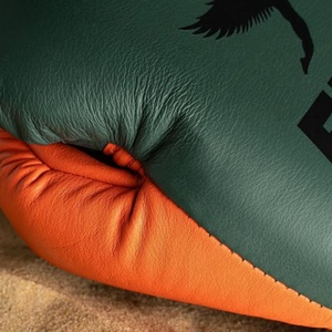 Guantes de Boxeo Personalizados con Logotipo Bordado, Color Naranja y Verde, Guantes de Boxeo de Piel Auténtica para Entrenamiento y Sparring en Oferta - Product Image 4