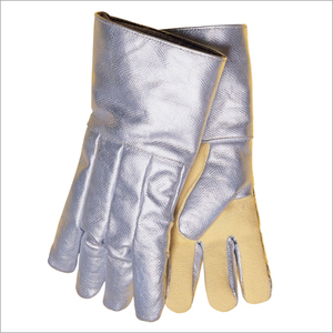 Guantes de Protección Extendidos para Antebrazo, Aluminizados, con Costuras de Kevlar, Palma de Cuero Dividido, Protección Contra Calor Radiante, Venta al por Mayor para EE. UU. y Europa - Product Image 1