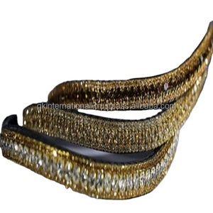 Bandeau de sourcils de cheval en cuir anglais noir de 12mm, personnalisé en forme de vague avec 3 rangées de bijoux bling-bling en cristal doré et clair - Product Image 1