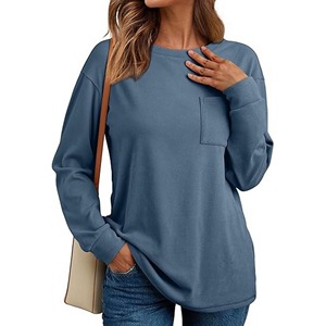 Camiseta de manga larga para mujer Tops de otoño Cuello redondo Sudadera de gran tamaño Invierno Lindo Traje de profesor de moda Casual Tallas grandes - Product Image 3