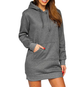 Sudadera con capucha larga de algodón suave y liso con logotipo personalizado, sudadera con capucha larga lisa de invierno para mujer - Product Image 1