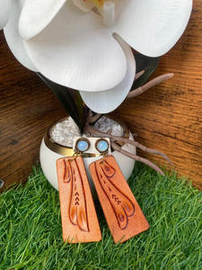 New Arrival Western Style Hand <b>Tooled</b> Carving <b>Leather</b> Earrings Women Cute Trendy Teardrop Earring <b>Tooled</b> <b>Leather</b> Fashion Jewelry - Product Image 5